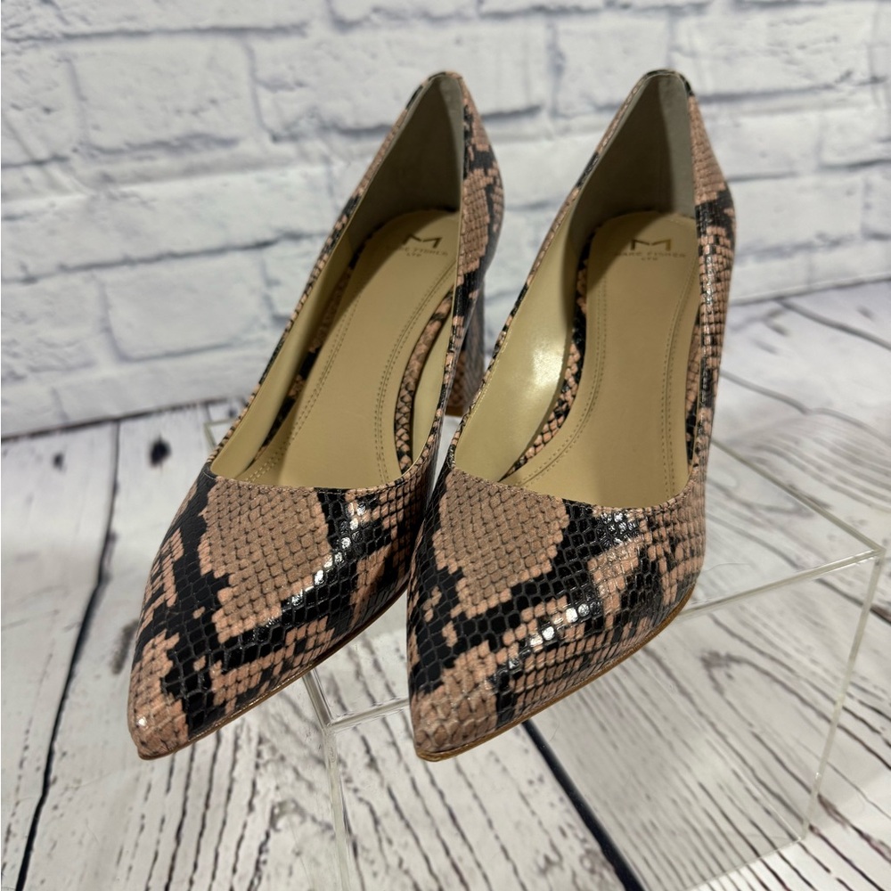 Marc Fisher Zala Snake Print Pumps Black Pink 9.5 NIB $160